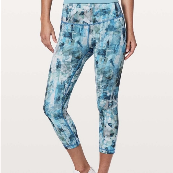 Lululemon Womens Wunder Under Crop Hi Rise 21" Leggings Sun Dazed Blue Size 4 - Picture 4 of 8